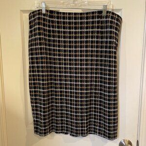 JJill camel/black/white  midi pencil skirt; size LARGE; good condition